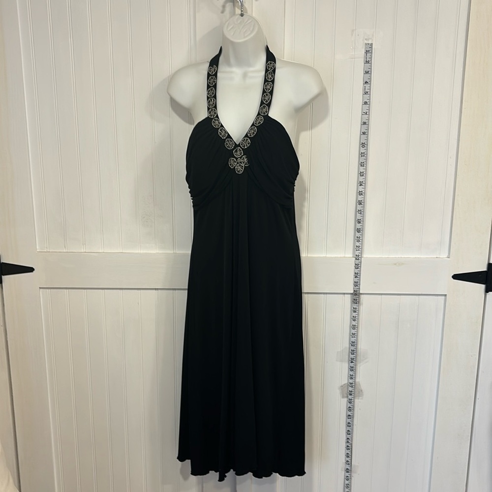 Spense halter, black w/silver neckline embellishments dress size 14 fits like 12
